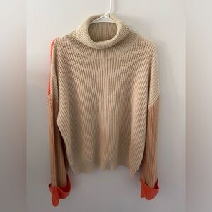 Oversized multicolored turtleneck sweater